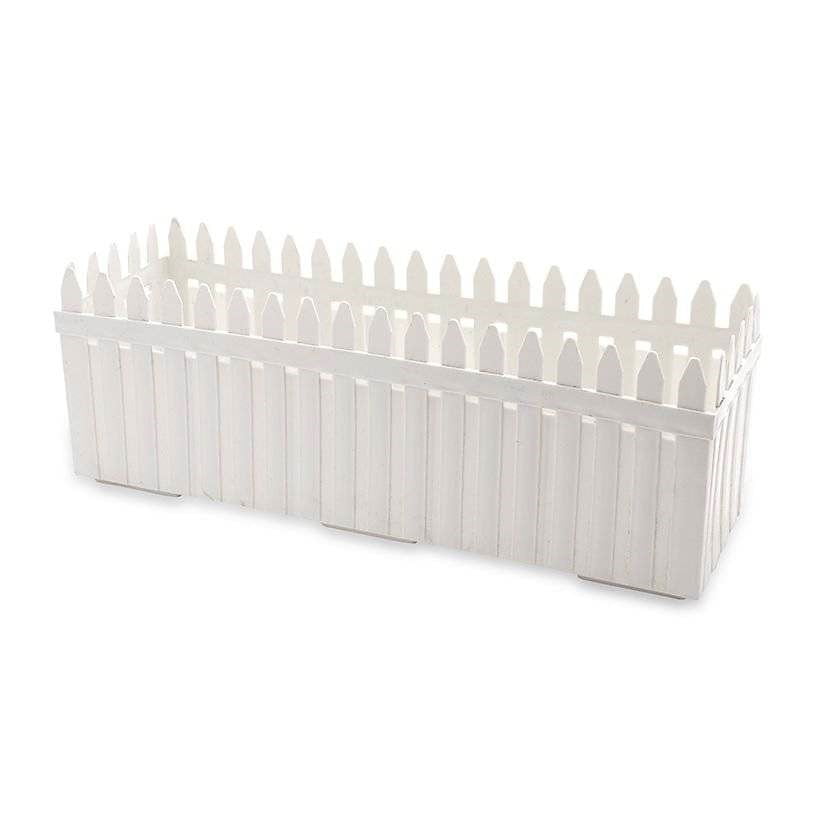 Chậu hàng rào nhựa trắng lớn dài chữ nhật loại 3 – Bình Nhi Gardening